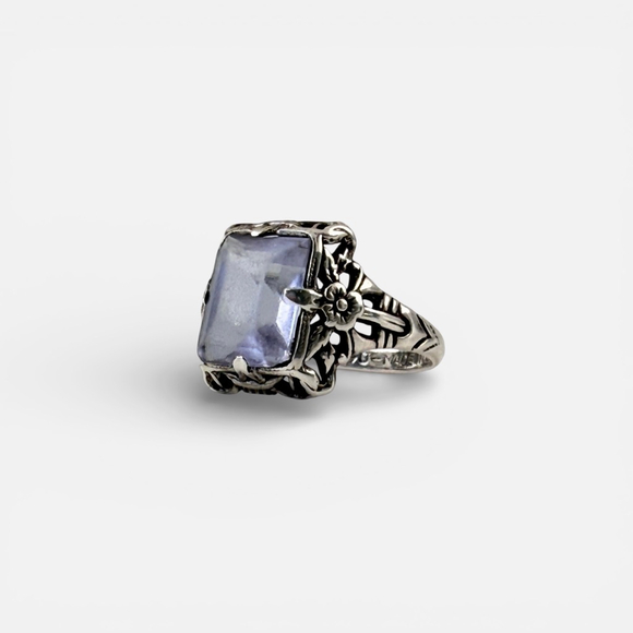 Vintage Jewelry - SOLD Vintage Uncas Sterling Silver Art Nouveau Style Floral Statement Ring